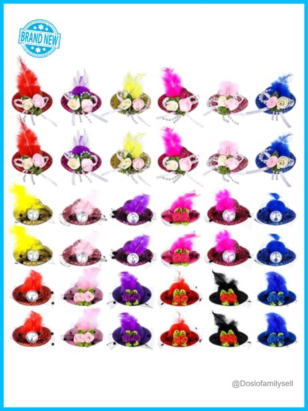Mini Top Hat Hair Clip Fascinator Set Lace Feather Handmade Tea Party Accessory